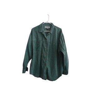 Venezia Womens‎ 18/20 Green Button Down Shirt Long Sleeve Casual 90s Grunge